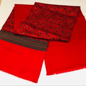 Vintage Scarf Golf 100% Silk Reversed 100% Wool